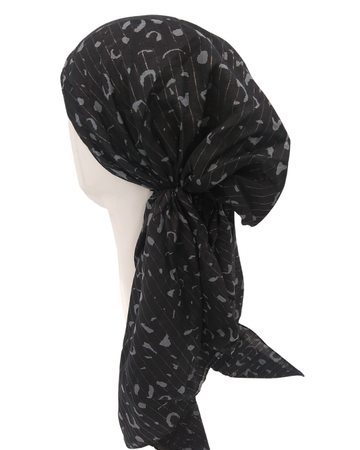 SG LEO1-BG Black/Grey Leopard Cotton Pre-Tied Bandanna myselflingerie.com